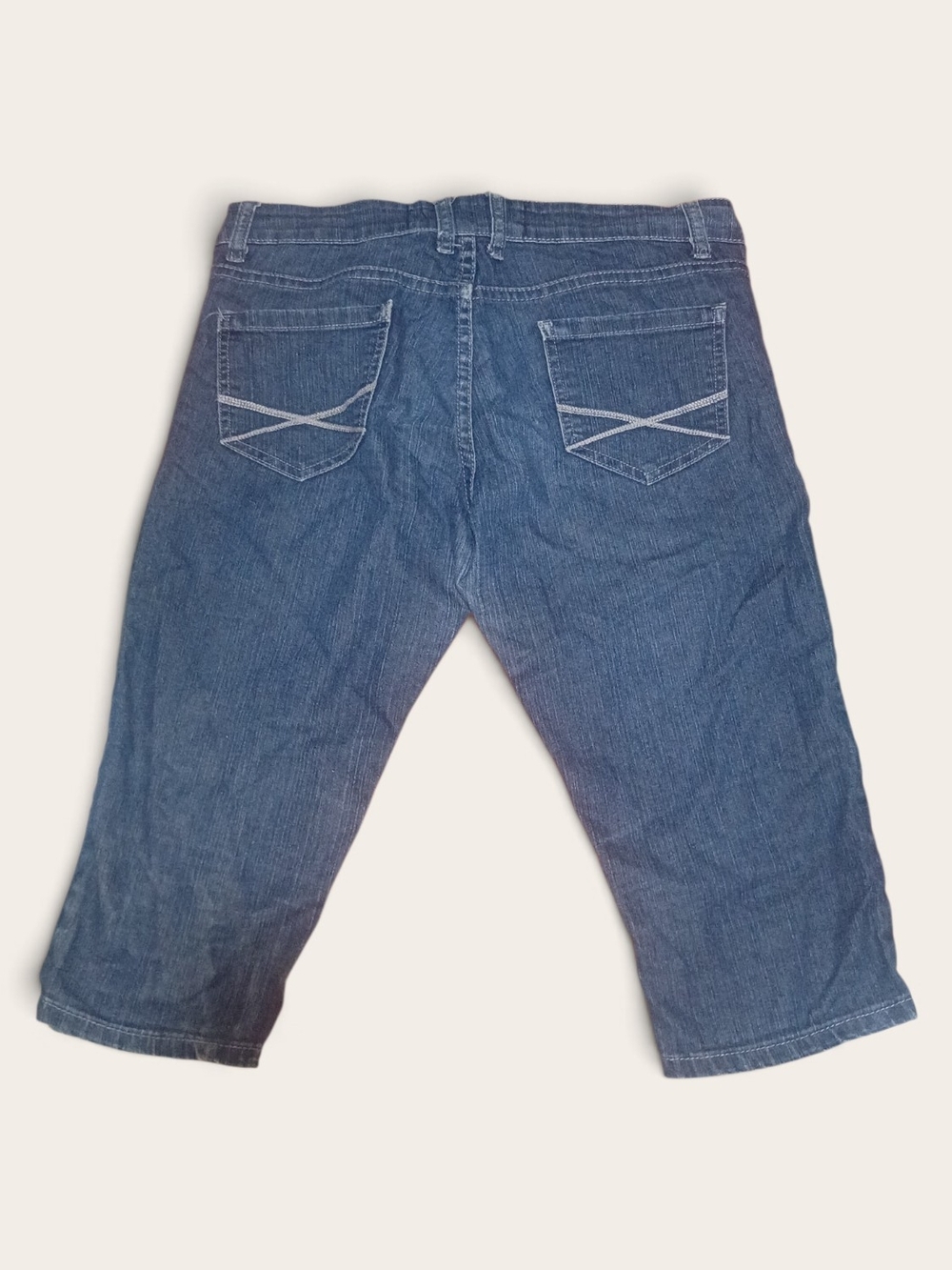 Blue Denim Jean Shorts capris with Back Pocket Stitching